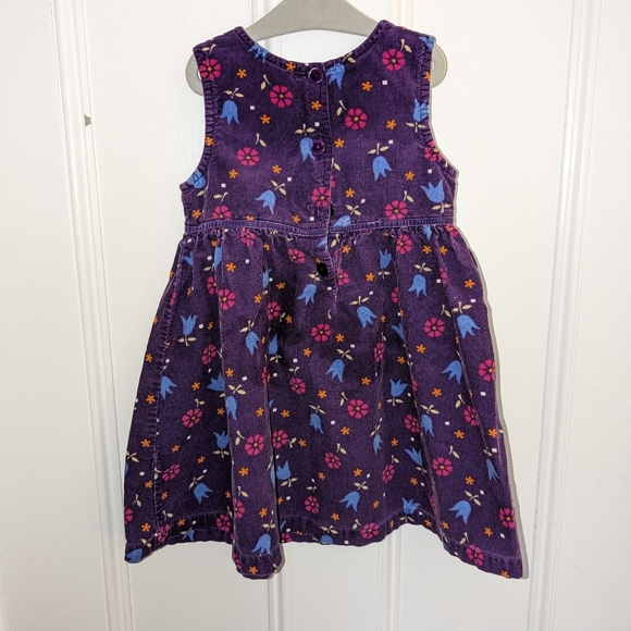 Rugged Bear Corduroy Floral Dress sleeveless Purple Jumper - Picture 2 of 3